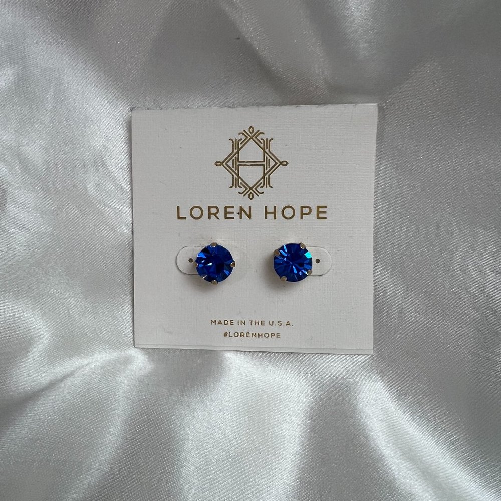 Loren Hope Kaylee Crystal Sapphire Earrings NWT